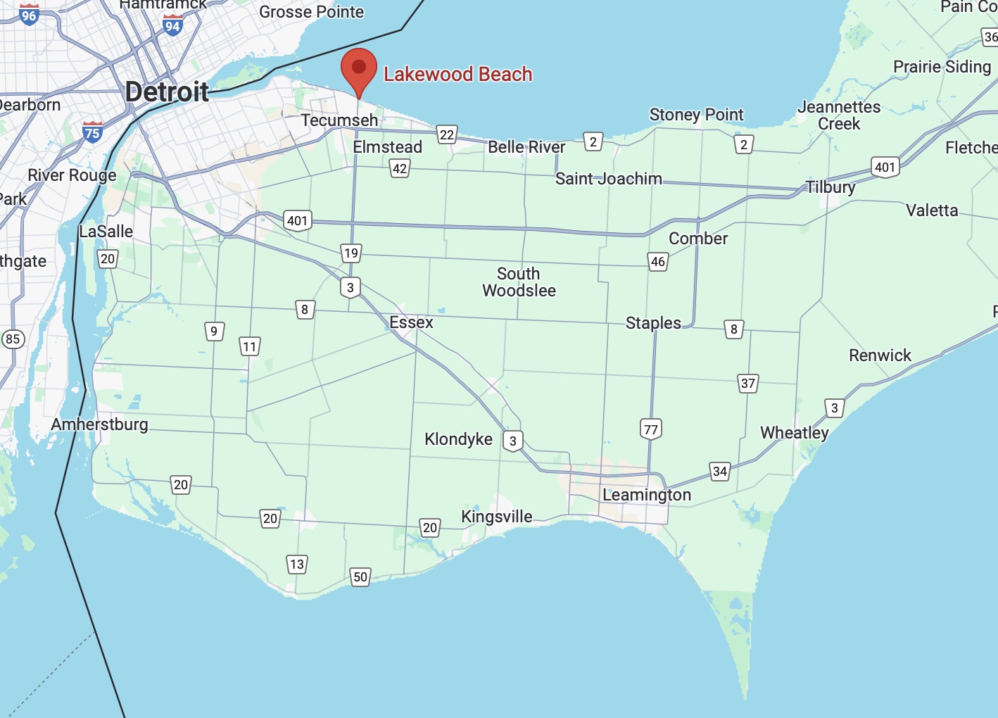 LAKEWOOD BEACH LOCATION Lakewood Beach Tecumseh